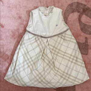 Burberry Kids Cream and Tan Plaid Dress